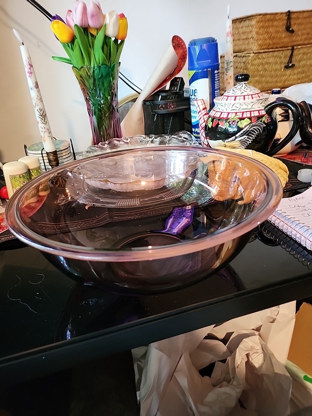 PYREX Corning Cranberry Purple Glass 322  Nesting Mixing Bowl  1L Vintage