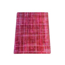 1'6" x 2' Jazzy Red Pure Sari Silk Sample Hand Knotted Rug R78442
