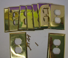 Lot of 9 Vintage Brass Duplex Outlet Cover Plate with some screws