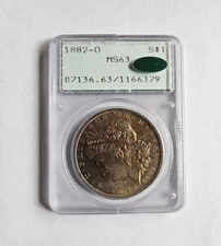 1882-O Morgan Silver Dollar NGC MS63 with CAC AND Toning In Old Green Holder