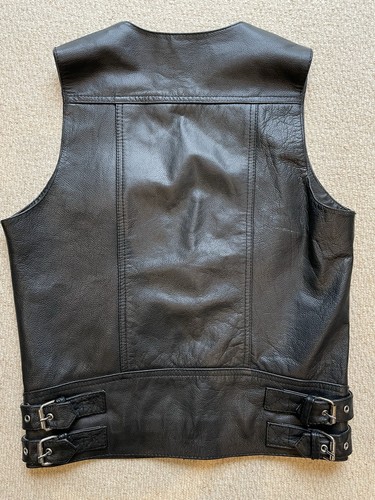 BLACK LEATHER WAISTCOAT VEST Small 36-38" chest BLUF Gay Fetish - Picture 4 of 5