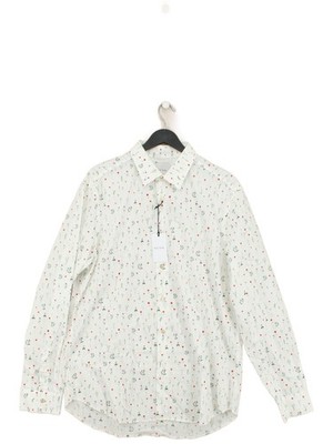 Paul Smith Herren Hemd Kragen: 17 in weiß 100% Baumwolle Basic neu mit Etikett