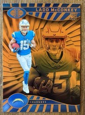 2024 Panini Illusions #51 Ladd McConkey RC Orange Trophy Collection LA Chargers