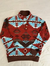 Western Wits Made In USA Women’s SW Aztec Fleece Pullover Jacket Sz Large L