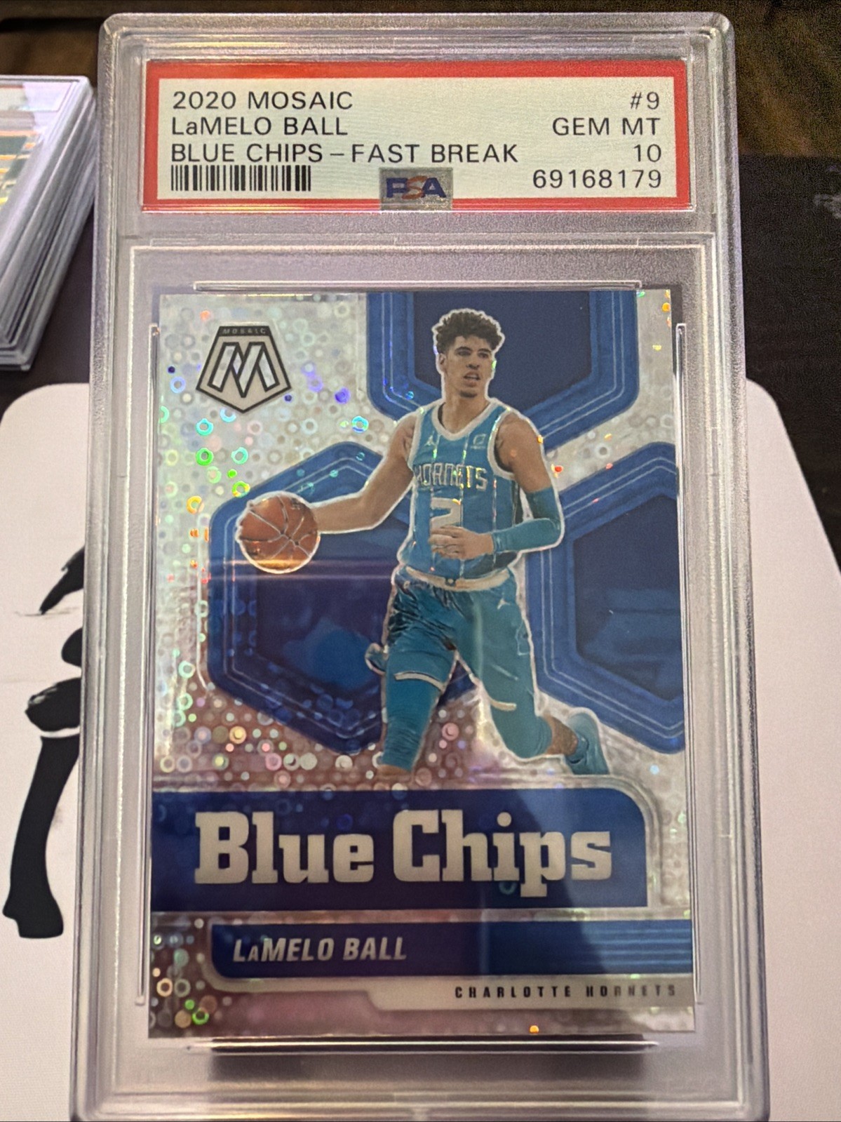 2020-21 Panini Mosaic Blue Chips Fast Break LaMelo Ball #9 (RC)