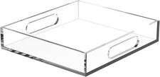 Acrylic Serving Tray with Handles - Lucite Organizer for Bench, Coffee Table, Co