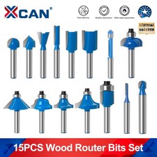15pc Router Bits Set 1/4 inch Shank Woodworking Tool Cutter Tungsten Carbide