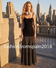 ZARA NEW WOMAN STRAPPY LONG POLKA DOT COMBINATION DRESS BLACK S,M,L 1223/026/800
