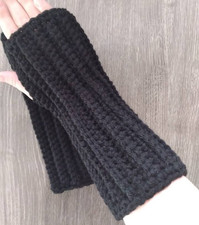 Crochet Handmade Fingerless Gloves Color Black