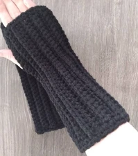 Crochet Handmade Fingerless Gloves Color Black