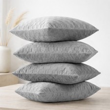4 PACK Check Velvet Cushion Covers Sofa Throw Decorative 18"x18" Square Cushions