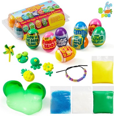 8Pc Easter Science Experiment Eggs Colorful Prefilled STEM Activity Kit Kids Gif