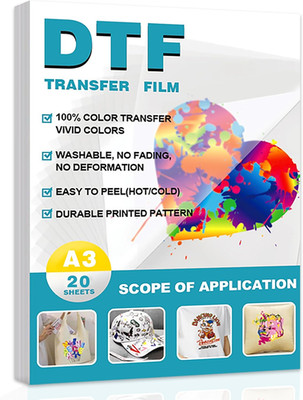 20 Sheets A3 DTF Transfer Film (11.7''X16.5'') - Double-Sided Matte, Cold/Hot Peel