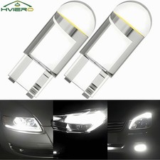 2PCS W5W 194 T10 Glass Housing COB LED 6000K Wedge License Plate Lamp 12V DC