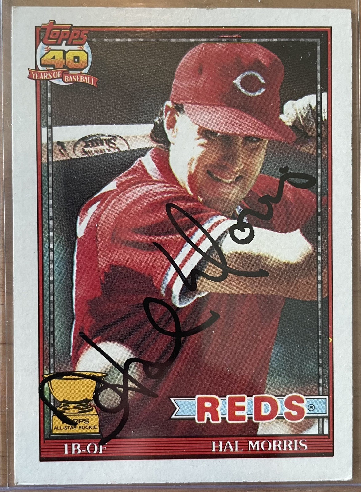 1991 Topps #642 Hal Morris hand-signed  auto FREE SHIPPING!