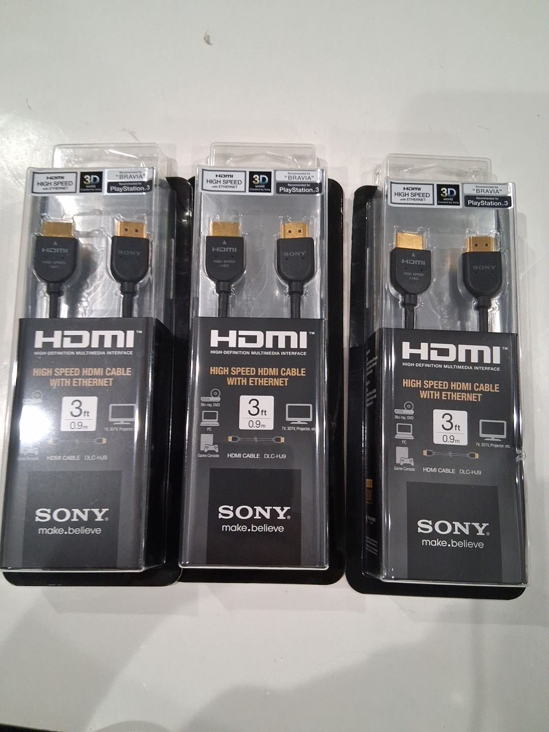 Sony DLC-HJ9 High-Speed HDMI Cable WITH ETHERNET 3 ft (0.9m) Rare