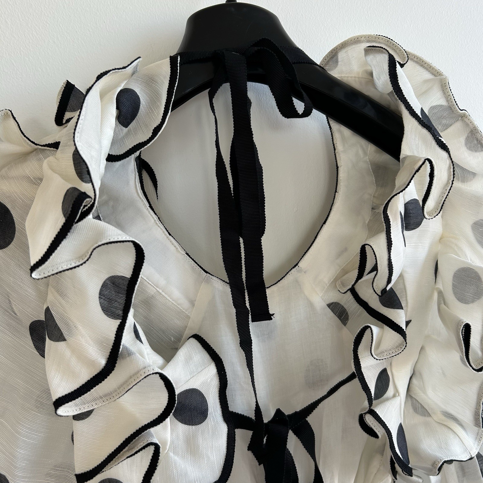 Zimmermann Lovestruck Midi Dress White Polka Dot Midi Sz 0 AU 8/US 4 RRP $1500