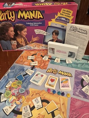 VTG Party Mania - Parker Brothers 1993 VHS VCR interactive Board Game Vintage
