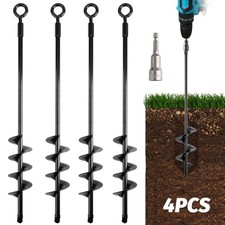 18 Inch Screw Ground Anchors 4 Pack Windproof Stakes for Trampoline and Swing