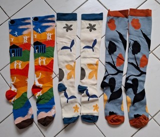 Bunte Kompressions Kniestrümpfe Gr. L / XL