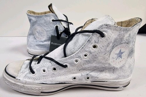 John Varvatos X Converse UK 8 White Painted Canvas High Top Sneaker LE - Bild 6 von 10