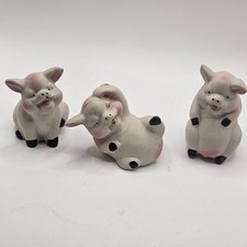 Anthropomorphic Pigs Piggy Porcelain Figurine Vintage Lot Of Three Estate Find