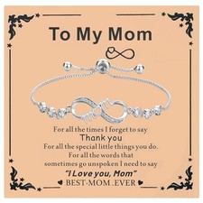Mother's Day Gifts for Mom from Daughter Son - Love Heart Mother Silver