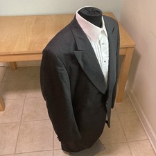 Men's Harris Black Heather Tailcoat Tuxedo One Button Peak Lapels 40XL