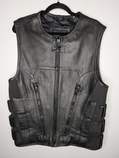 Wilson  s Leather Black Motorcycle Vest Men  s M Adjustable Side Straps