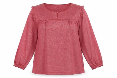 Lee Cooper Damen Tunika Bluse Größe M Rot Einfarbig Rundhals 3/4 Arm Freizeit
