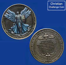 Archangel Michael Christian Challenge Coin Psalm 91:10-11 Guardian Angel