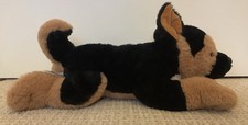 FAO Schwarz German Shepherd Dog Black Brown Puppy Plush Stuffed Laying Down 14  