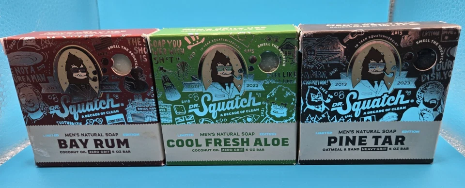 Dr Squatch 10th Anniversary Bundle Of 3; Cool Fresh Aloe, Bay Rum,  And Pine Tar - Image 3 of 4