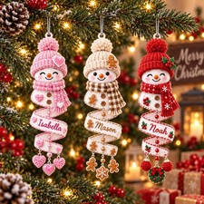 Christmas Snowman Spiral Acrylic Ornament, Custom Name Snowman Acrylic Ornament