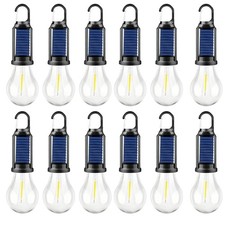 1-12Pcs Solar Hanging LED Light Bulb Outdoor Waterproof Tent Camping Lights Lamp