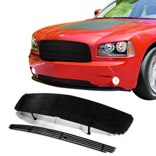 Fits 2005-2010 Dodge Charger Aluminum Black Billet Grille Grill Insert Combo