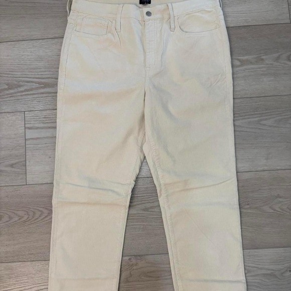 J.Crew Cream High Rise Corduroy Slim Straight Pants Size 33 Cream Off White thumbnail 3