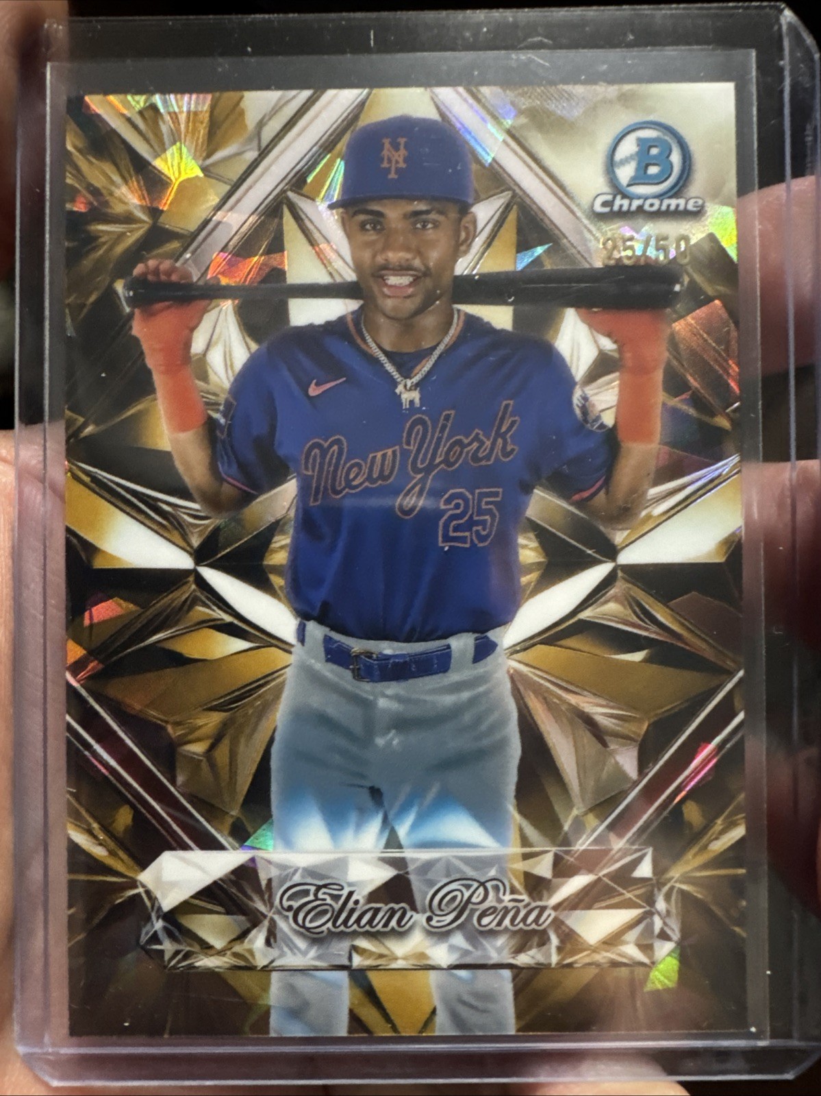 2025 Bowman Chrome Sapphire Elian Pena #SS-15 Selections 25/50 Jersey Match