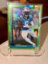 2025-26 Topps Chrome NFL Football Rico Dowdle /99 Green Pigskin Parallel