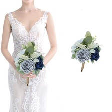 Wedding Artificial Bridesmaid Bouquet - 7 Inch Pre-Made Silk Bridesmaids Flow...
