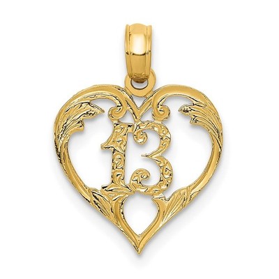14k Gelbgold 13 Zoll Herz Cut-Out Anhänger