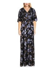 ADRIANNA PAPELL Womens Kimono Sleeve V Neck Full-Length Evening Gown Dress