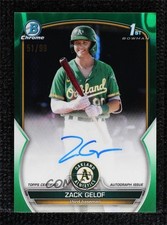 2023 Bowman Chrome Prospect Green Lava Refractor 51/99 Zack Gelof Auto 10no