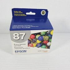 New Genuine Epson 87 Gloss Optimizer 4PK Ink Cartridges Stylus Photo R1900