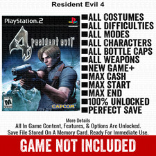 Resident Evil 4 100 All Items PS2 Memory Card PlayStation