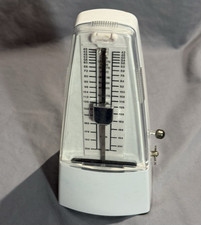 Mechanical Analog Metronome White/Clear w/ Pendulum, Wind-Up Key Cover