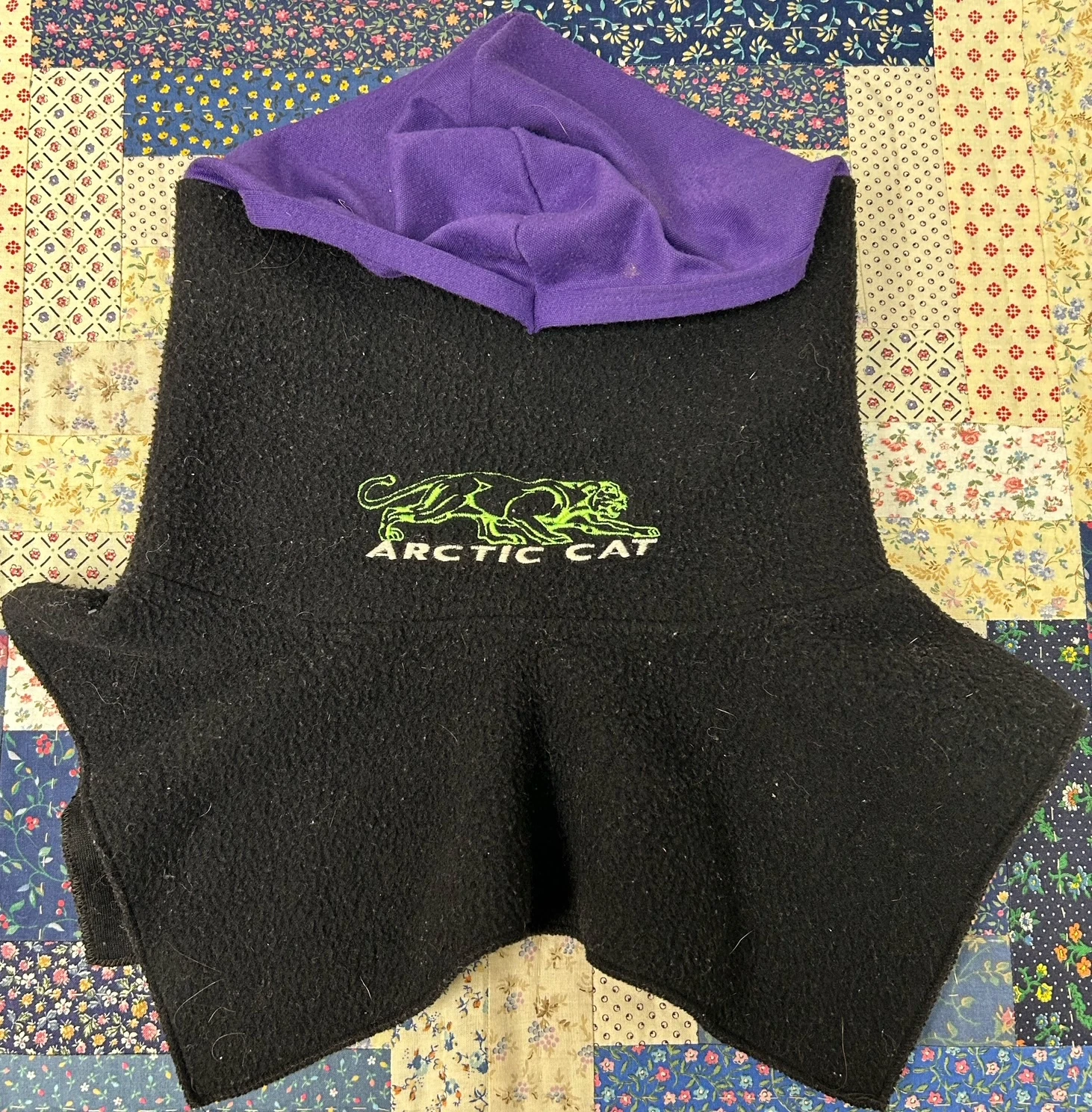 Vintage ARCTIC CAT neck warmer black fleece purple hood