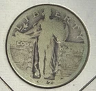 1927 Denver Mint Standing Liberty Silver Quarter U S Coin - AG Condition