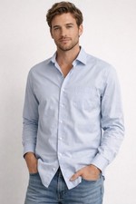 Calvin Klein Mens Lasting Color Slim Fit Stretch Blue Collared Shirt, Size XL
