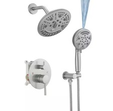 Single Handle 8-Spray Round Shower Faucet 2.5 Gpm Swivel Brushed Nickel Valve